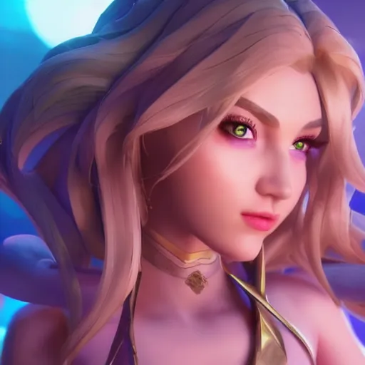 Image similar to still of pretty Lux (League of Legends) in KDA More music video. 3d render, octane render, game art, realistic, highly detailed, trending on artstation, 4k, trending on artstation, pixar, cgsociety, unreal engine 5, redshift render, trending on artstation, blender, behance, cg