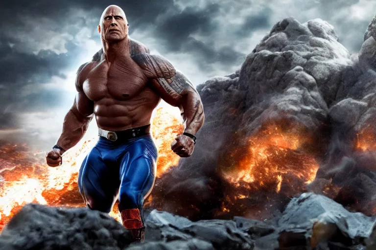 Image similar to film still of Dwayne Johnson as Apocalypse in new X-men movie, 4k