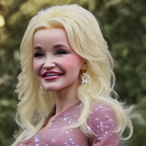 Image similar to genetic mix of dolly parton and dove cameron