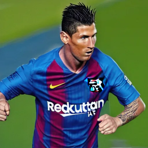 Prompt: photo of a hybrid between Lionel Messi and Cristiano Ronaldo