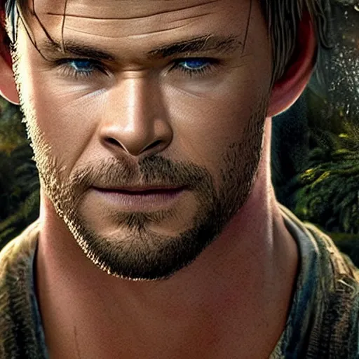 Image similar to chris hemsworth as a farcry main character, artstation hall of fame gallery, editors choice, #1 digital painting of all time, most beautiful image ever created, emotionally evocative, greatest art ever made, lifetime achievement magnum opus masterpiece, the most amazing breathtaking image with the deepest message ever painted, a thing of beauty beyond imagination or words, 4k, highly detailed, cinematic lighting