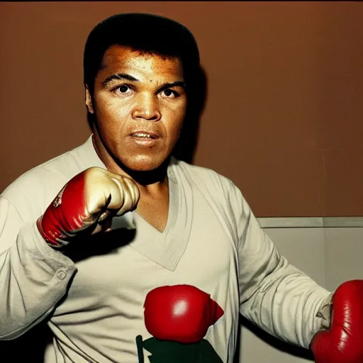 Prompt: muhammad ali as an overweight website admin