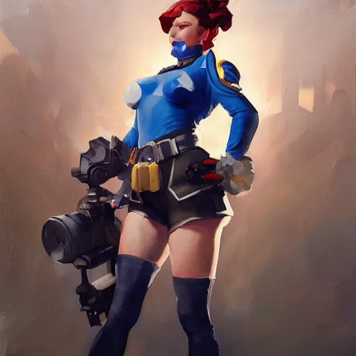 Image similar to greg manchess portrait painting of alice zuberg as overwatch character, medium shot, asymmetrical, profile picture, organic painting, sunny day, matte painting, bold shapes, hard edges, street art, trending on artstation, by huang guangjian and gil elvgren and sachin teng