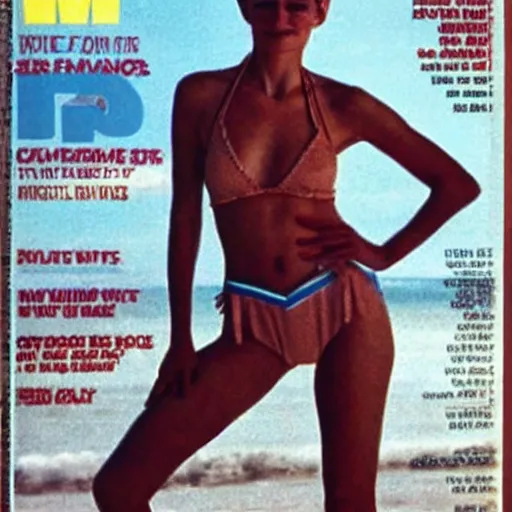 Prompt: Walter White on the cover of Swimsuit Illustrated (1972)