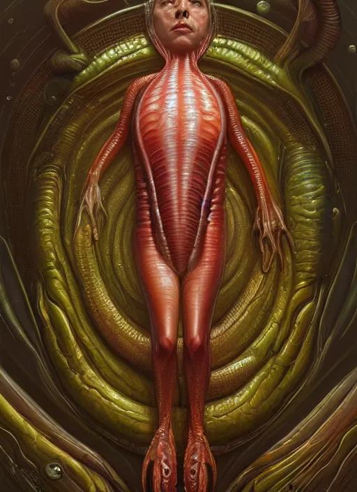 Image similar to full body shot of elon musk as slimy mollusk character, drool, wide angle, intricate, elegant, highly detailed, digital painting, artstation, concept art, wallpaper, smooth, sharp focus, illustration, art by artgerm and greg rutkowski and h. r. giger and alphonse mucha