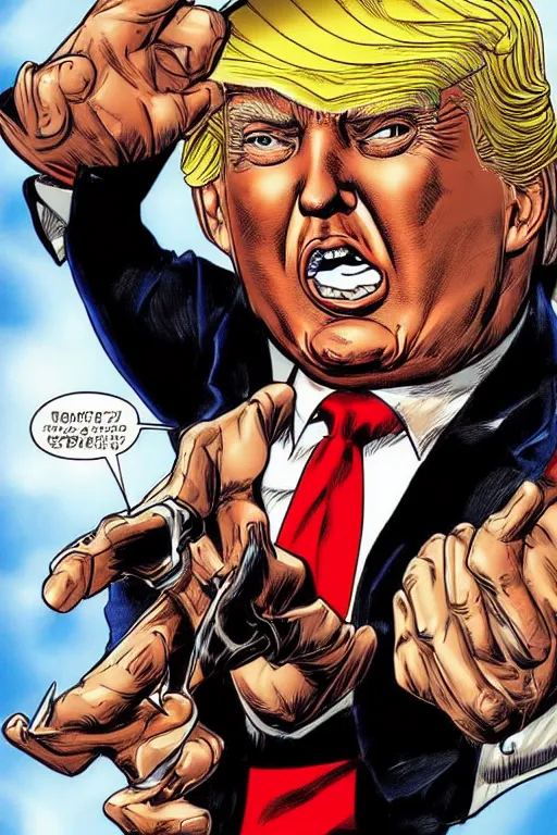 Image similar to character art by mike deodato, donald trump, absolute chad