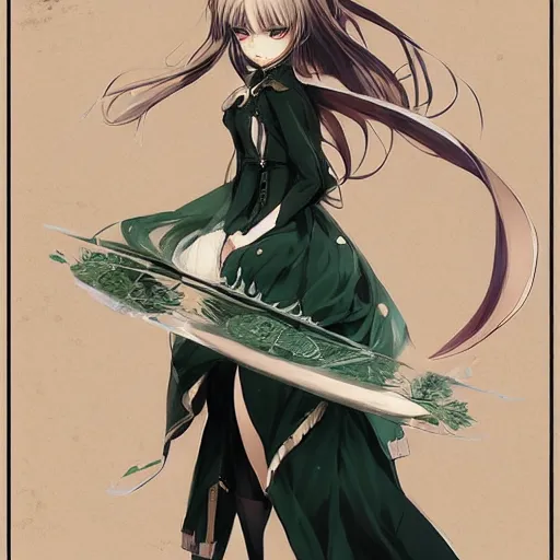 Image similar to victorique de blois anime girl gosick super detailed green eyes green eyes green eyes green eyes black dress blonde hair by greg rutkowski makoto shinkai aramaki shinji artgerm, cushart krenz key art feminine award winning