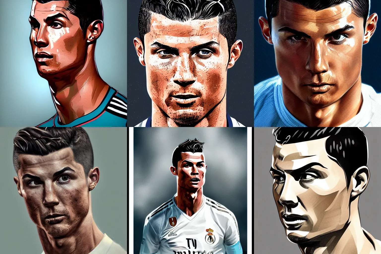 Prompt: Cristiano Ronaldo, Cottagecore, full face frontal centred, very detailed, portrait, high contrast, soft lighting, shallow focus, RossDraws, Rene Lalique, trending on artstation