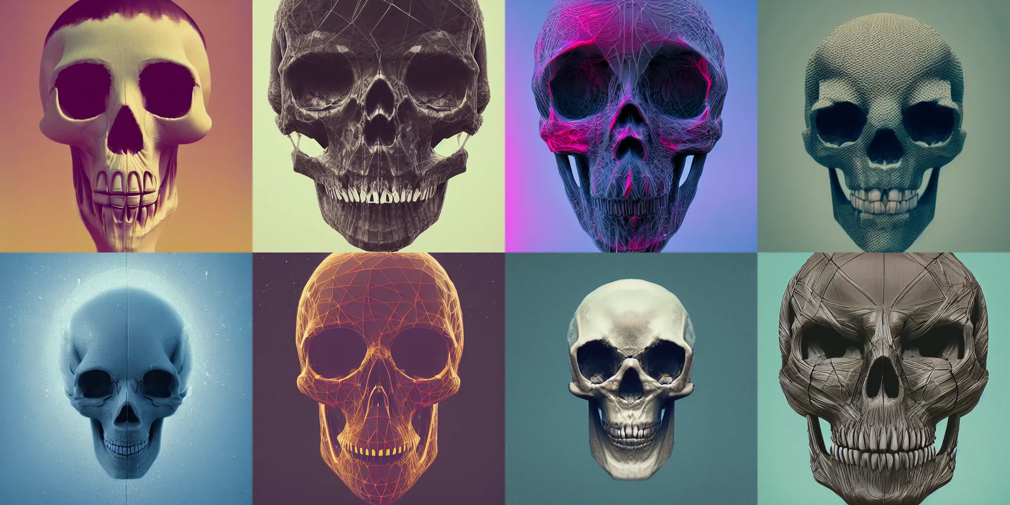 Prompt: webbed skull, digital art, 4K, by mike winkelmann