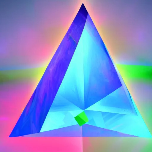 Prompt: portal to another universe contained within a tetrahedron, vivid colors, volumetric lighting, digital painting, iridescent, light prism, award-winning