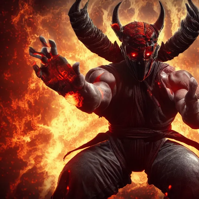 Prompt: the devil in mortal kombat, videogame 3d render, 4k, artstation