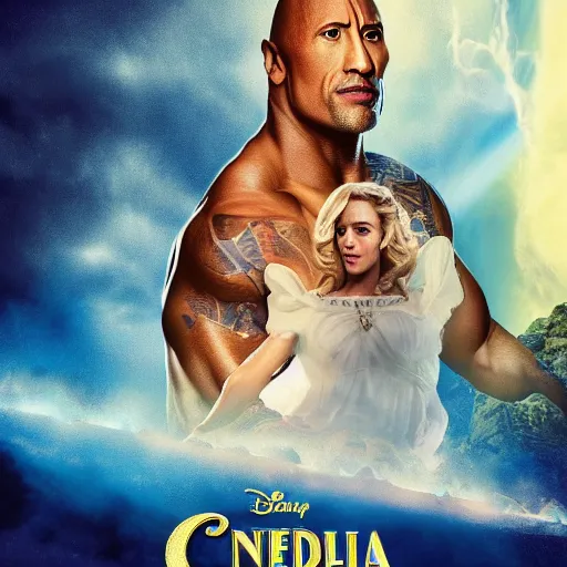 Image similar to movie poster of dwayne johnson as cinderella