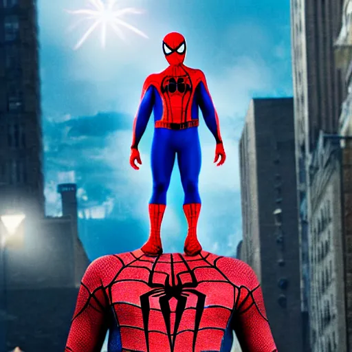 Prompt: patrick star as spiderman movie poster coming soon