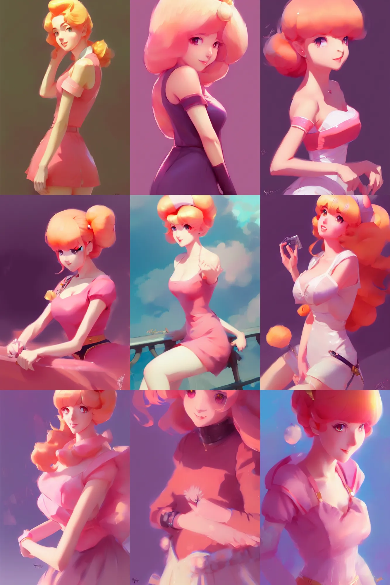 Prompt: gorgeous princess peach by ilya kuvshinov, krenz cushart, Greg Rutkowski, trending on artstation