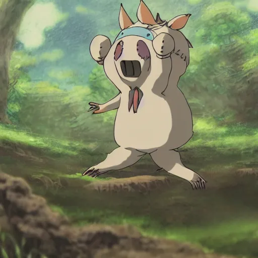 Prompt: cute creature made by Hayao Miyazaki in high quality detailed, 8k, smooth, sharp focus, beautiful scene, ghibli, wonderful, anime art , cinematic