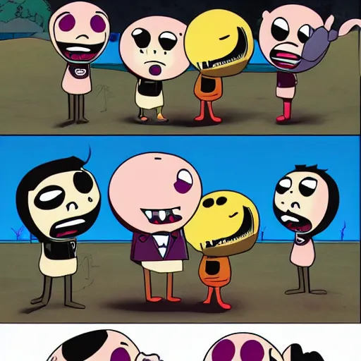 Image similar to Amazing world of gumball but horror,