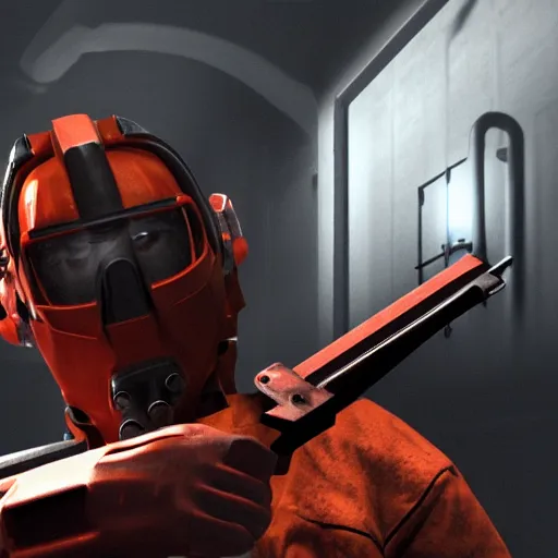 Image similar to morgan freeman as gordon freeman, half life alyx, backlighting, cinematic