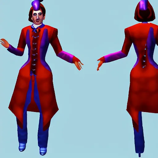 Prompt: A jester as a Sim in Sims 3