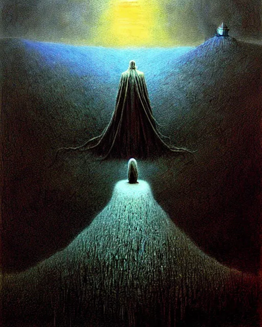 Image similar to lord of the rings painting by beksinski