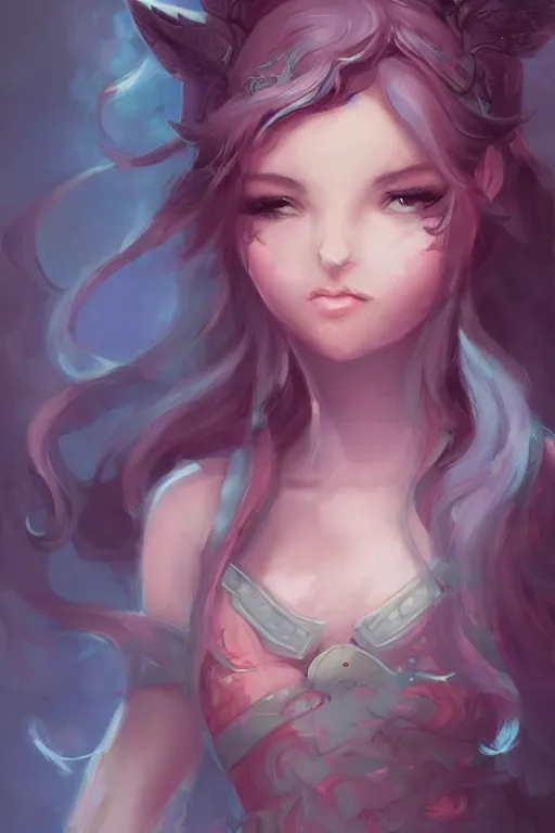 Image similar to a portrait of a cute fantasy girl by Ross Tran and loish