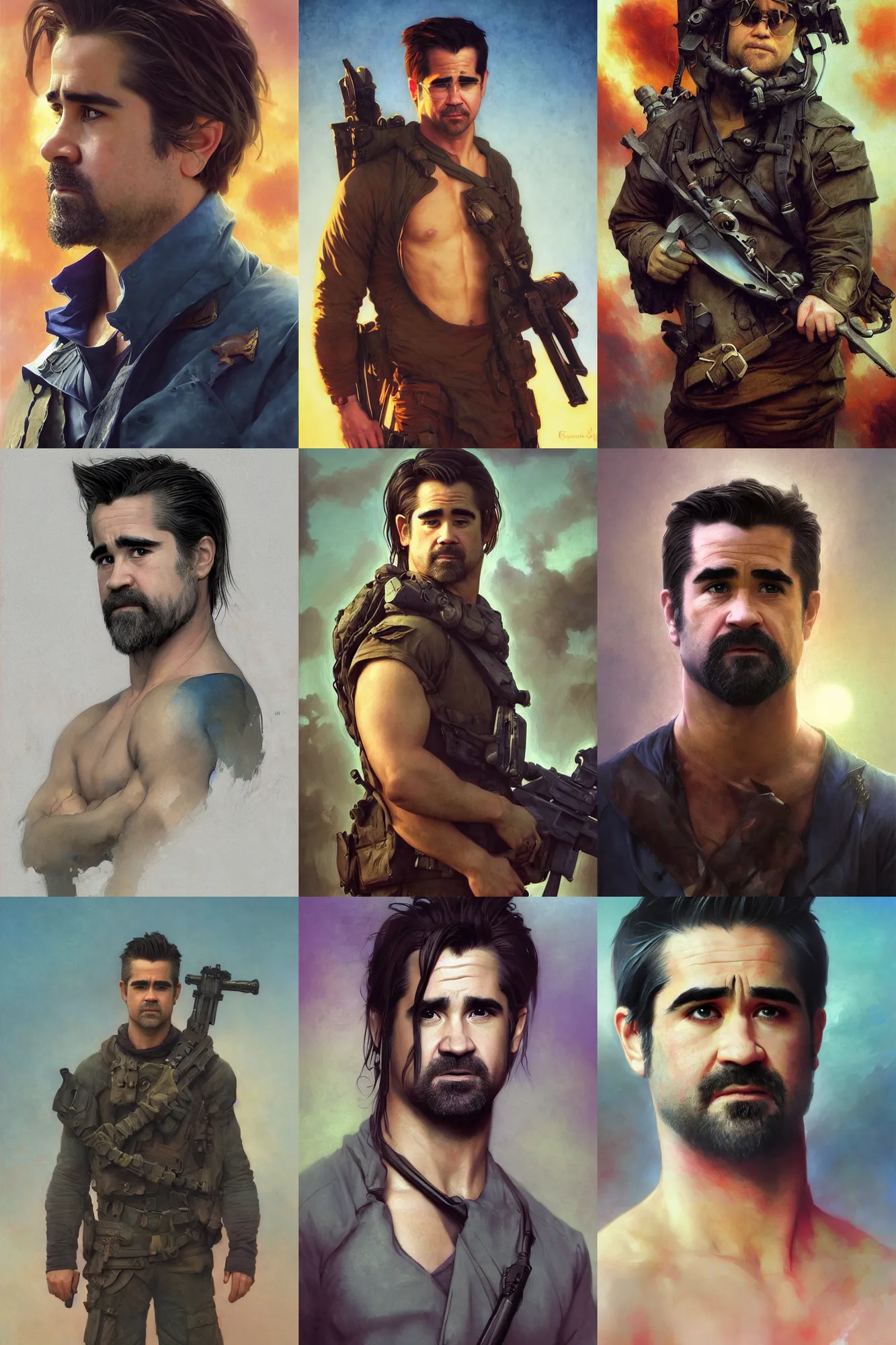 Prompt: Vibrant depiction of Colin Farrell as a Navy SEAL illustration by Ruan Jia and Mandy Jurgens and William-Adolphe Bouguereau, Artgerm, 4k, digital art, surreal, space dandy style, highly detailed, godsend, artstation, digital painting, concept art, smooth, sharp focus, illustration by Ruan Jia and Mandy Jurgens and William-Adolphe Bouguereau