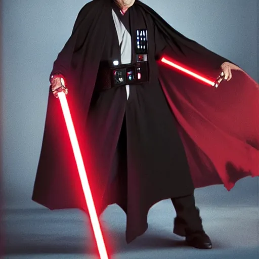 Prompt: Jeb Bush as a sith lord, holding a red lightsaber