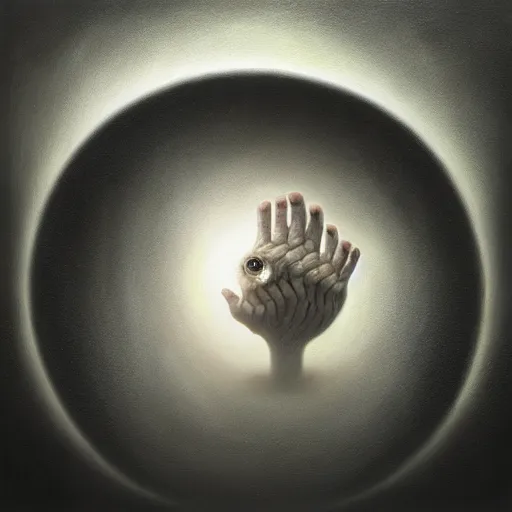 Image similar to peer into the depths of the endless cosmic void, shine a light on your darkest terror. by anton semenov, hyperrealistic photorealism acrylic on canvas