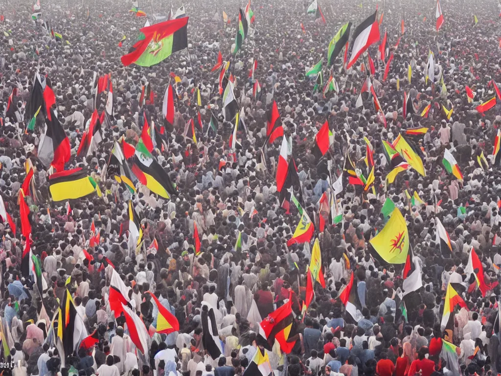 Image similar to very very very beautiful painting of protesters in Baghdad, 4k detailed