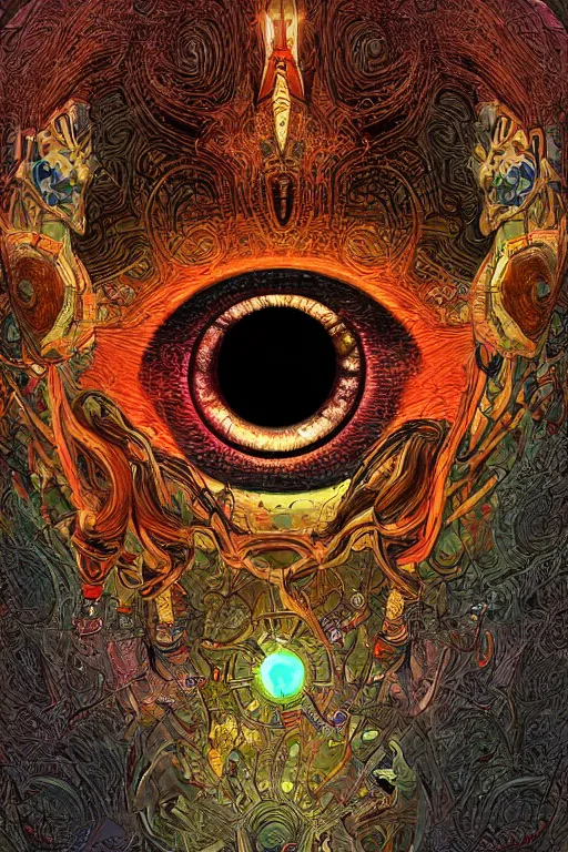 Image similar to tribal vodoo mask eye deepdream radiating a glowing aura global illumination ray tracing hdr fanart arstation by ian pesty and katarzyna da „ bek - chmiel that looks like it is from borderlands and by feng zhu and loish and laurie greasley, victo ngai, andreas rocha, john harris wooly hair cut feather stone