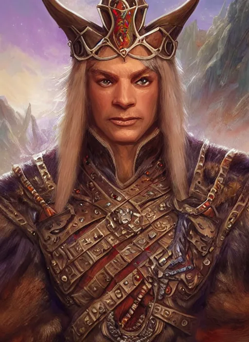 Image similar to king, ultra detailed fantasy, dndbeyond, bright, colourful, realistic, dnd character portrait, full body, pathfinder, pinterest, art by ralph horsley, dnd, rpg, lotr game design fanart by concept art, behance hd, artstation, deviantart, hdr render in unreal engine 5