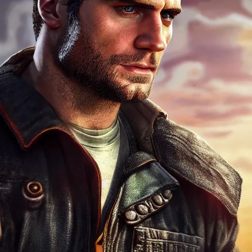 Image similar to henry cavill as a character on a GTA loading screen, au naturel, hyper detailed, digital art, trending in artstation, cinematic lighting, studio quality, smooth render, unreal engine 5 rendered, octane rendered, art style by klimt and nixeu and ian sprigger and wlop and krenz cushart