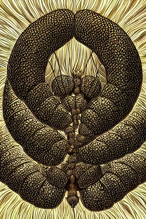 Image similar to armadillidium, symmetrical, highly detailed, digital art, sharp focus, trending on art station, anime art style