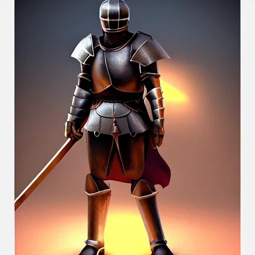 Image similar to knight holding a halberd, photorealistic, warm lighting, epic