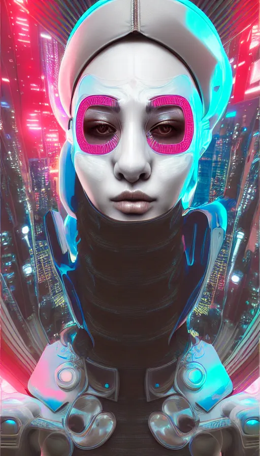 Image similar to face mask on beautiful woman face, cyberpunk art by kuno veeber, cgsociety, computer art, ultra detailed, futuristic, anime aesthetic