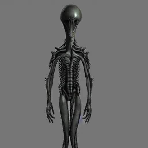 Image similar to alien grey, tall, very thin, terrifying, grimdark, photorealistic