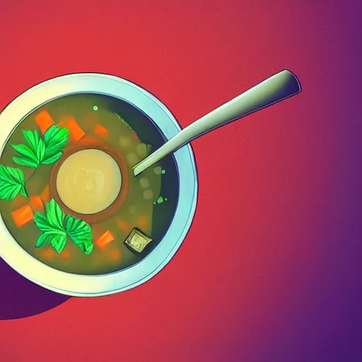 Image similar to a bowl of soup that is also a portal to another dimension, digital art, trending on artstation, magical