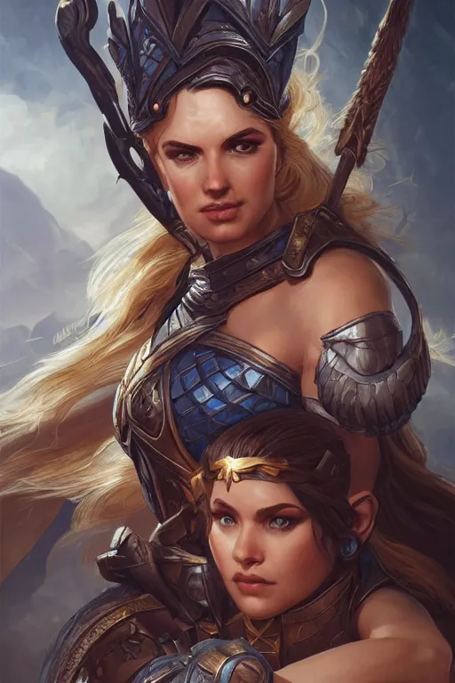 Image similar to amazon valkyrie athena, d & d, fantasy, portrait, highly detailed, headshot, digital painting, trending on artstation, concept art, sharp focus, illustration, art by artgerm and greg rutkowski and magali villeneuve