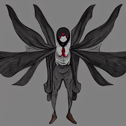 Image similar to 4K headshot of mothman with a mushroom hat and rouch clothes with giant wings , intricate face , flawless anime cel animation by Manabu Oshashi and Satoshi Kon, professionally post-processed , beautiful, scary, symmetry accurate features, epic, octane rendered, anime masterpiece, accurate