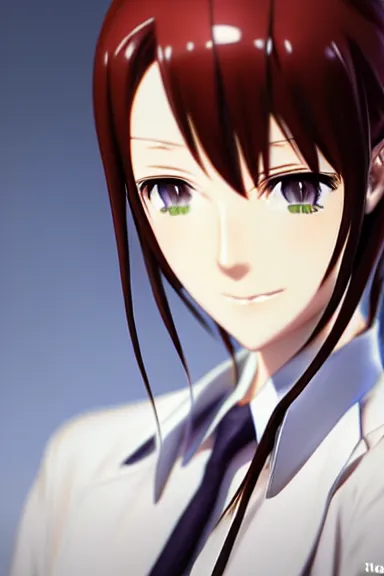 Prompt: 3D render of Makise Kurisu from Steins;Gate, Nitroplus visual novel 2009 screenshot, mid-shot, award winning, hyper detailed, very very very beautiful, studio lighting, artstation, unreal engine, unreal 5, 4k, octane renderer