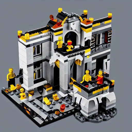 Prompt: Escher optical illusion as a lego set, soft lighting