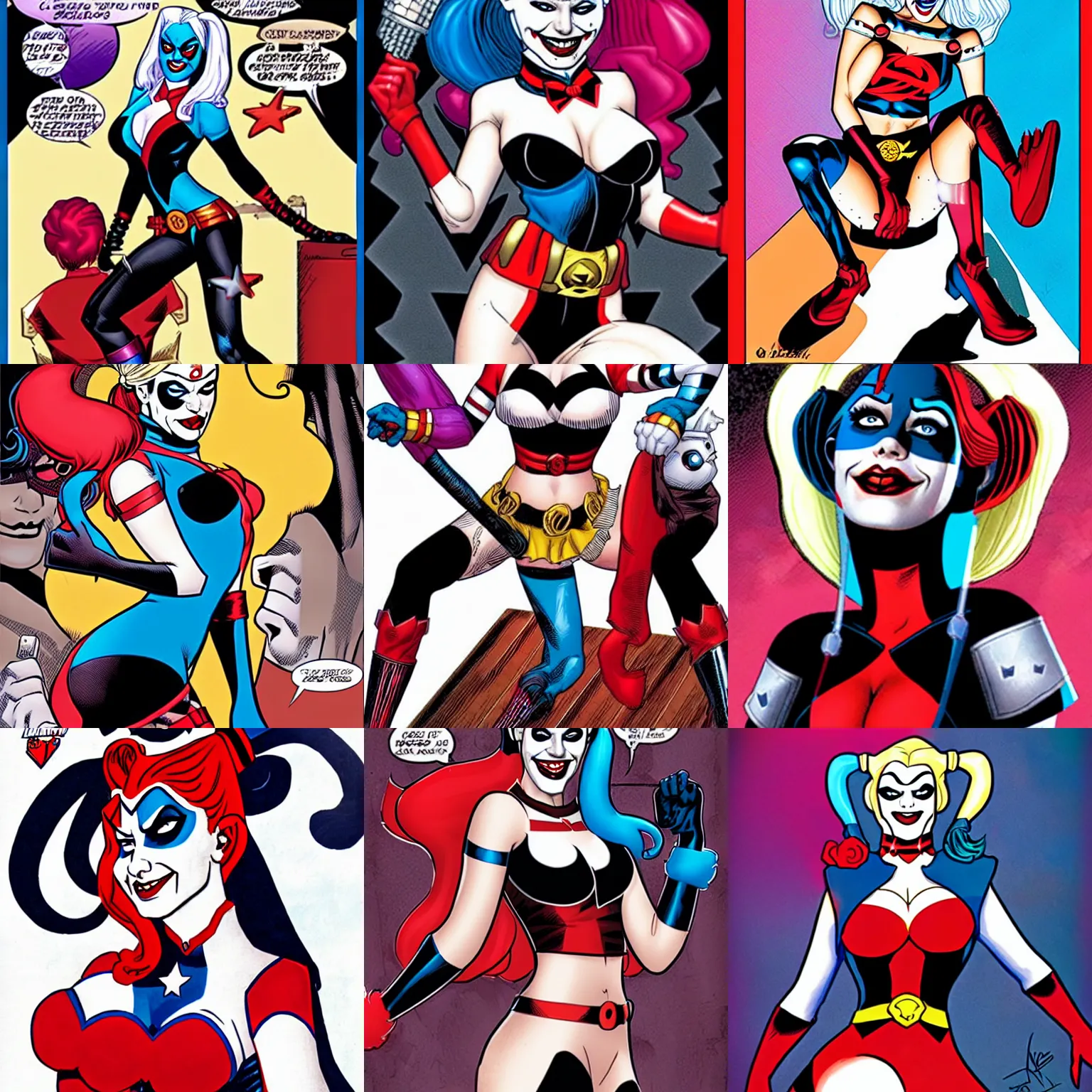 Prompt: classic Harley Quinn DC Comics