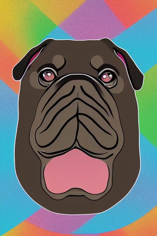 Image similar to Portrait of a big chungus pug, sticker, colorful, illustration, highly detailed, simple, smooth and clean vector curves, no jagged lines, vector art, smooth