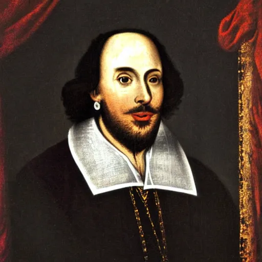 Prompt: iphone photo of shakespeare taking a selfie