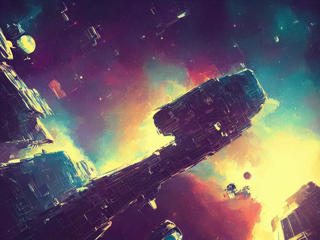 Prompt: a deep space space station by alena aenami, petros afshar