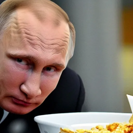 Image similar to Vladamir Putin eating some poutine