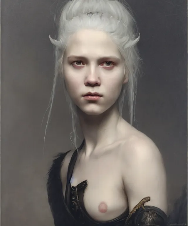 Image similar to the portrait of ( ( ( ( ( hunter schafer ) ) ) ) ) in black wax crown by roberto ferri, dark fantasy, witcher, very detailed oil painting, masterpiece, 8 k