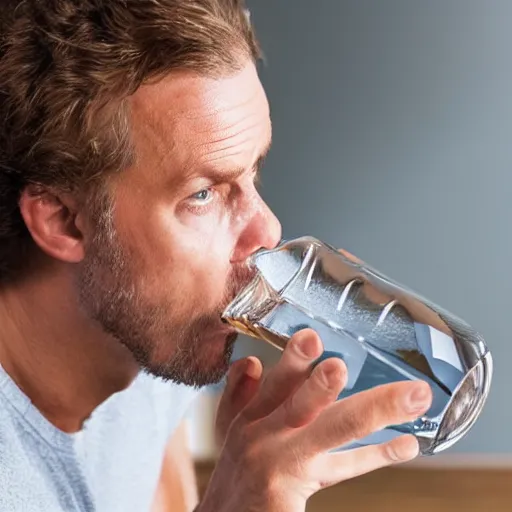 Image similar to confused man drinking water