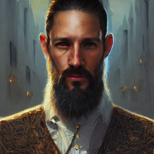 Prompt: a portrait of john frusciante as a wizard, upper half portrait, urban motifs, intricate, elegant, highly detailed, digital painting, trending on artstation, concept art, smooth sharp focus, illustration, art by artgerm and greg rutkowski