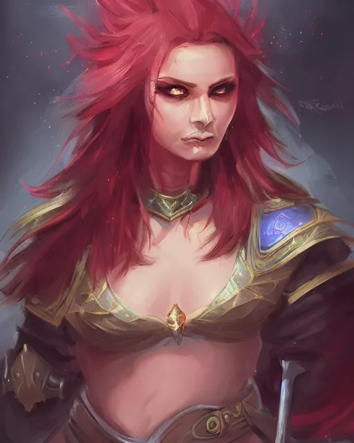 Prompt: a portrait of a female dnd warrior by Ross Tran