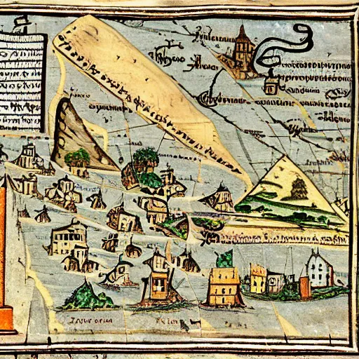 Prompt: medieval map of the town of yelm